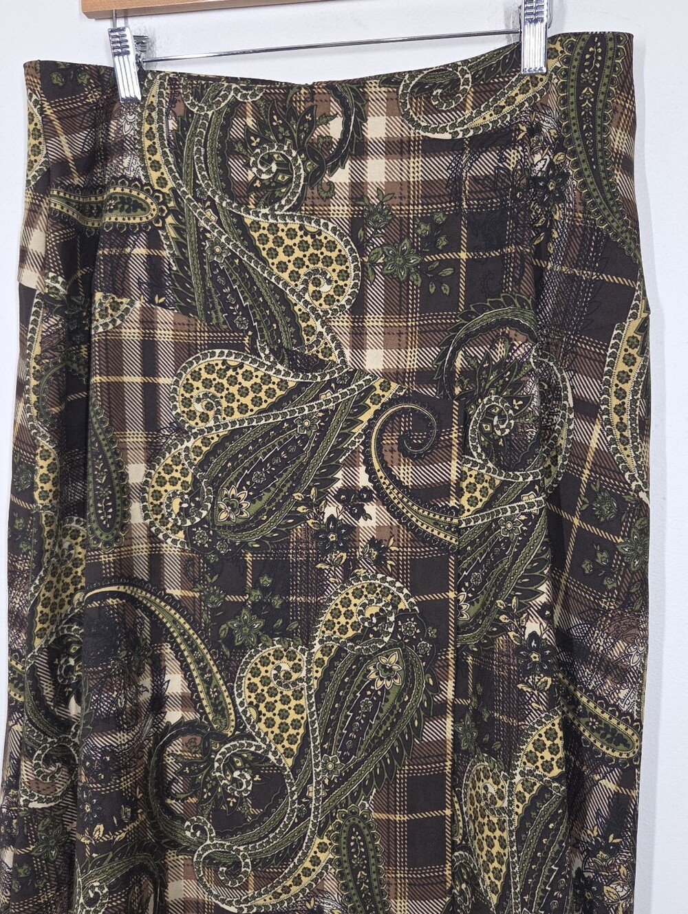 Vtg Y2K Cato Paisley Plaid Midi Skirt 12 Grunge Whimsigoth Academia Forest Boho - Picture 2 of 9